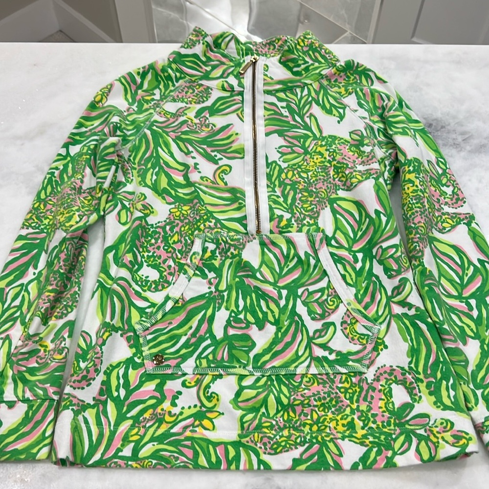 Lilly Pulitzer pullover zip up, pink & green size Small